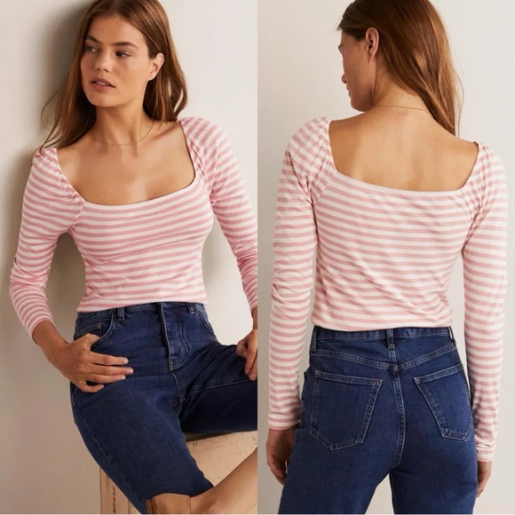 BODEN Square Neck Jersey Top - Picture 3 of 8